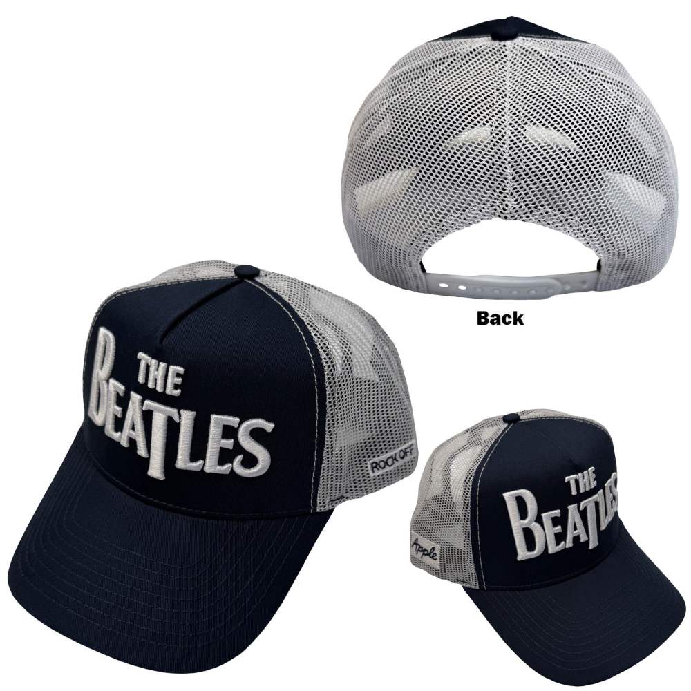 The Beatles - Drop T Logo & Apple Trucker cap - Dark blue/White